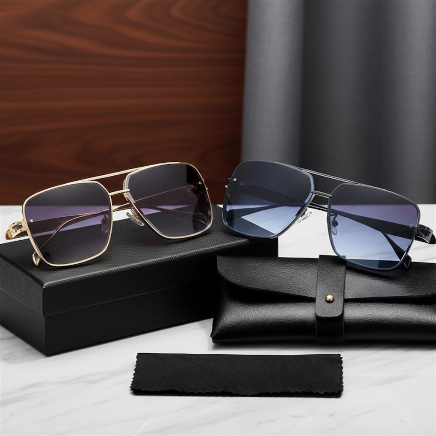 Lunette De Soleil Double Bande Metal